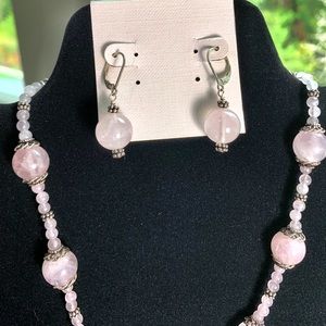 S/S Rose Quartz & S/S Necklace/Earring